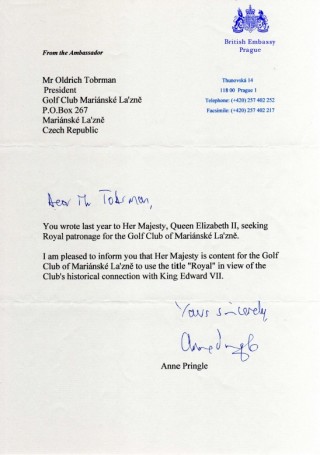 Dopis získání práva užívat titul Royal Golf Club (formát PDF) Dopis získání práva užívat titul Royal Golf Club (formát PDF)